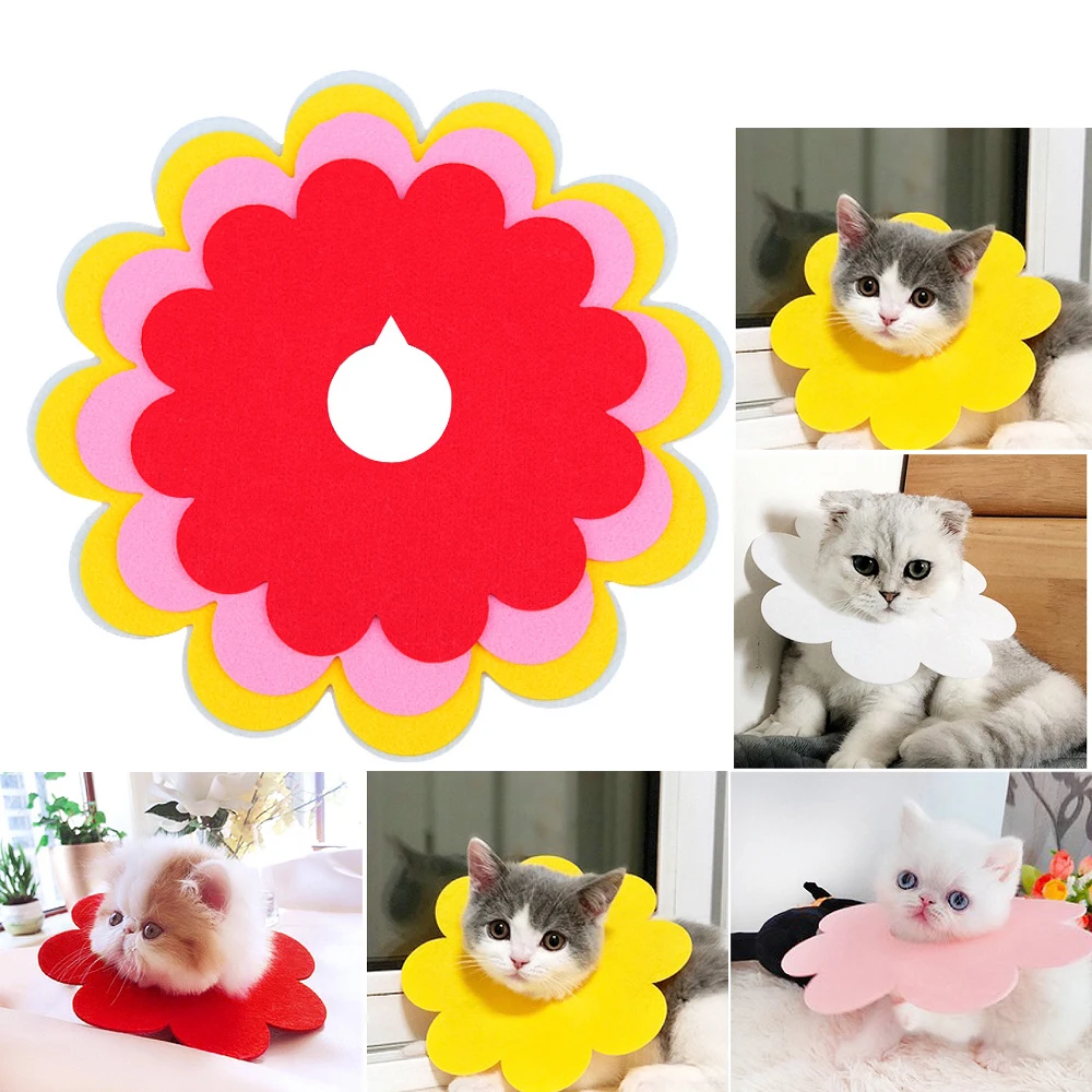 5 шт. мягкий питомец кот Анти-укуса ран Исцеление воротник в виде подсолнуха слюны