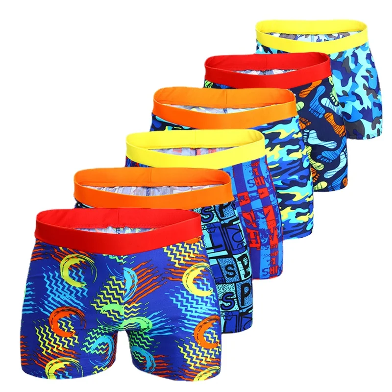 

Big Kids Swimwear Teen Boys Swim Trunks Wide Waist Boxer Fashion Hot Spring Swimming Shorts Middle College Students Swim Trunk