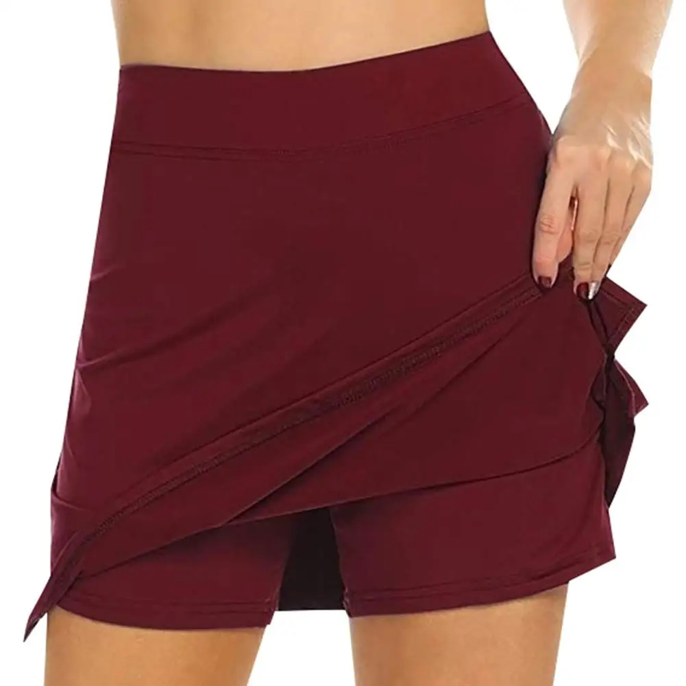 

Women Sporty Double Layer Pocket Elastic Tennis Golf Mini Pencil Skirt Outdoor Sports girls Slim Badminton Bicycle sportswear