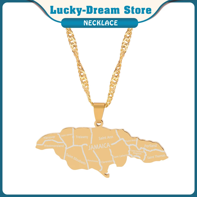 Модное ожерелье с подвеской в виде карты Ямайки Очаровательное украшение из