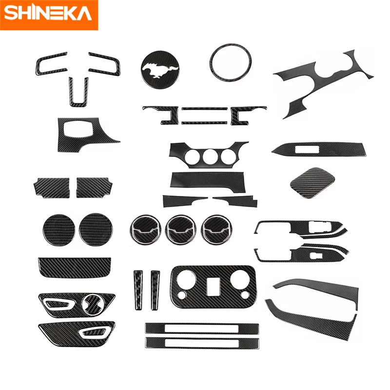 

SHINEKA Carbon Fiber Stickers For Ford Mustang Car Interior Decoration Stickers Accessories For Ford Mustang 2015+ Car Styling