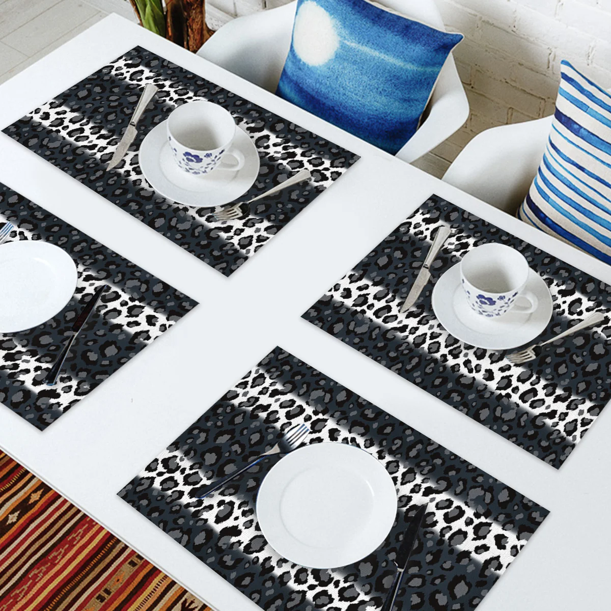 4/6 шт. коврики в полоску с леопардовым принтом|Коврики и подложки| |