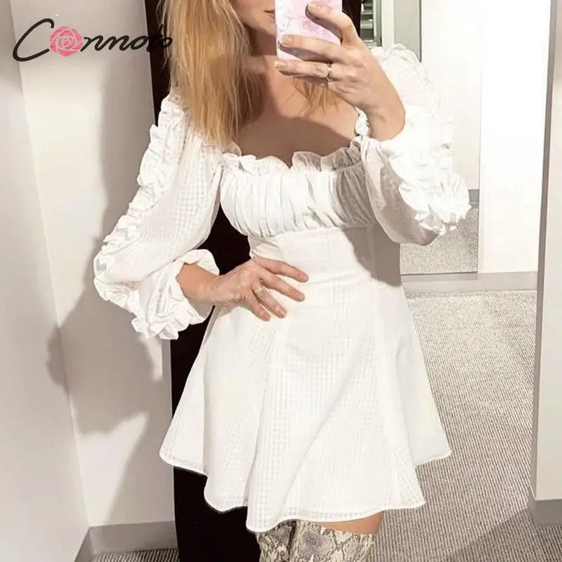 Conmoto Элегантные однотонные платья для вечеринок белое винтажное платье