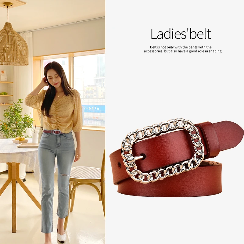 Ремень с классической пряжкой Женский регулируемый модный пояс для джинсов