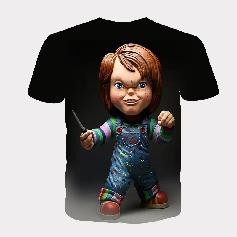 

2021 Summer Cartoon Funny Face Doll Pattern T-Shirts For Boys And Girls 3D Printing Cute t shirts Kids Fashion Casual Tops