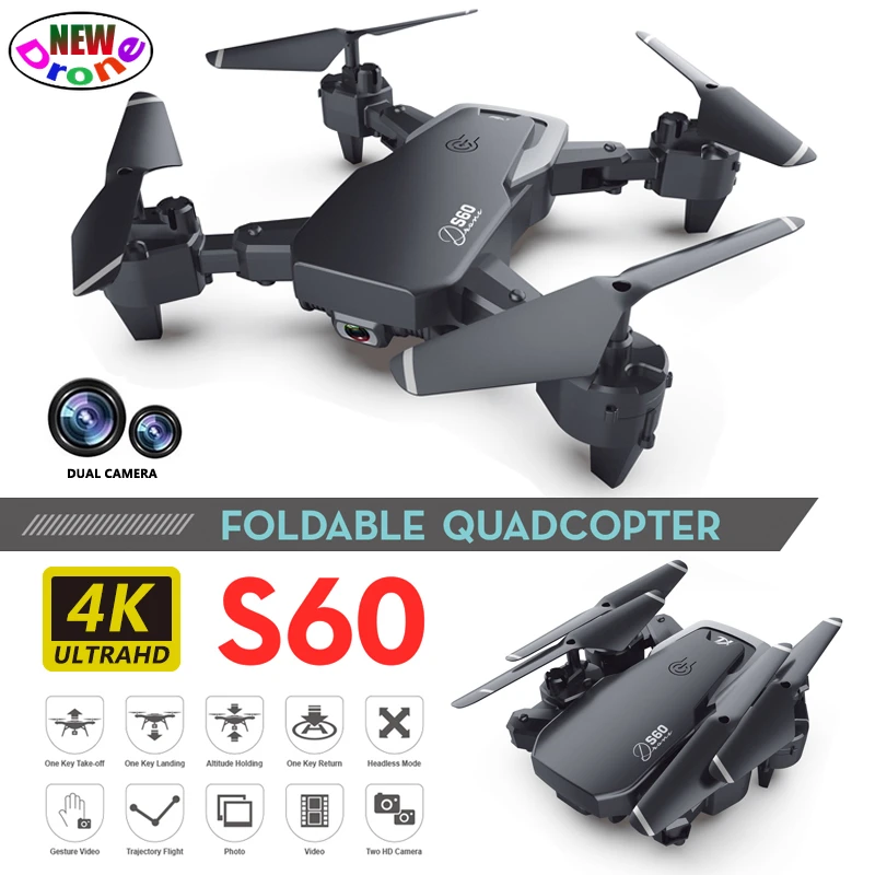 

Мини S60 Дрон с разрешением 4k HD Широкий формат Камера 1080P Wi-Fi fpv Дрон с двумя Камера Квадрокоптер высота держать Дрон Камера Дрон Вертолет игру...