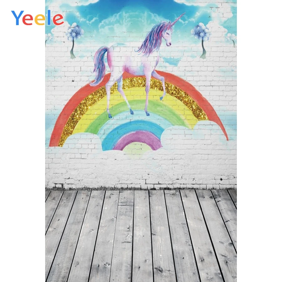 Виниловый фон для фотосъемки с изображением единорога детского дня рождения