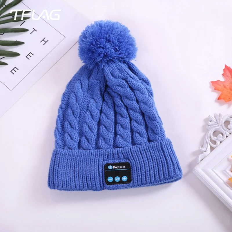 Шапка TFlag Женская трикотажная с шариком уличная музыкальная шапка Bluetooth модная