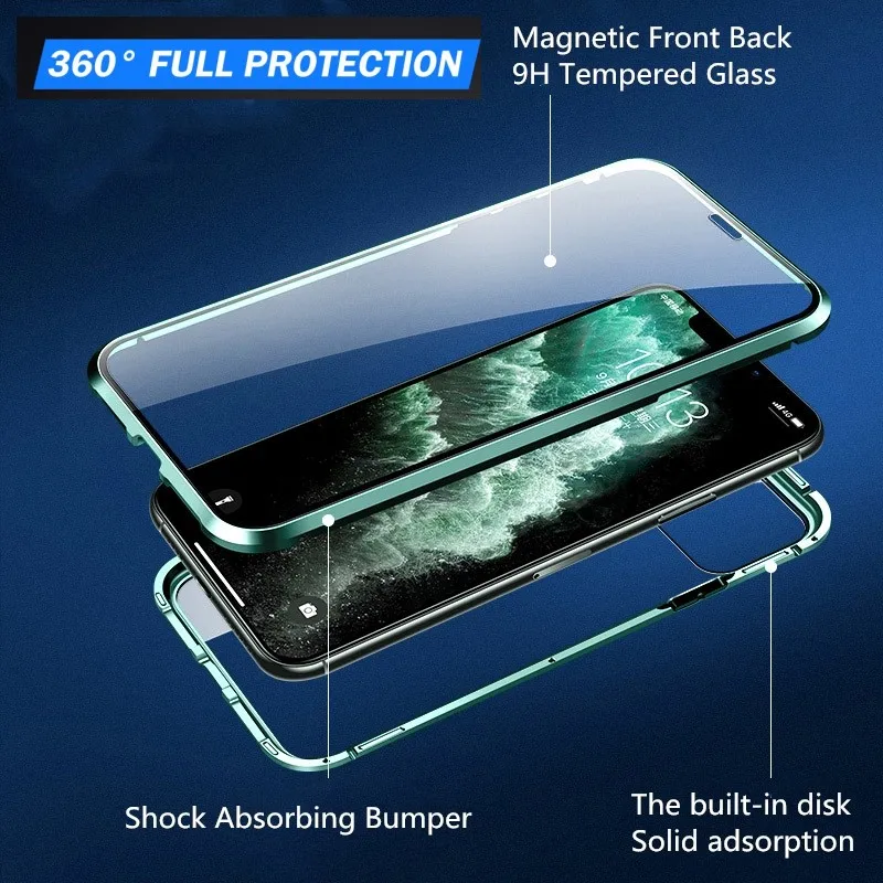 Магнитный чехол для телефона iPhone 11 Pro защита на 360 градусов магнитное переднее и