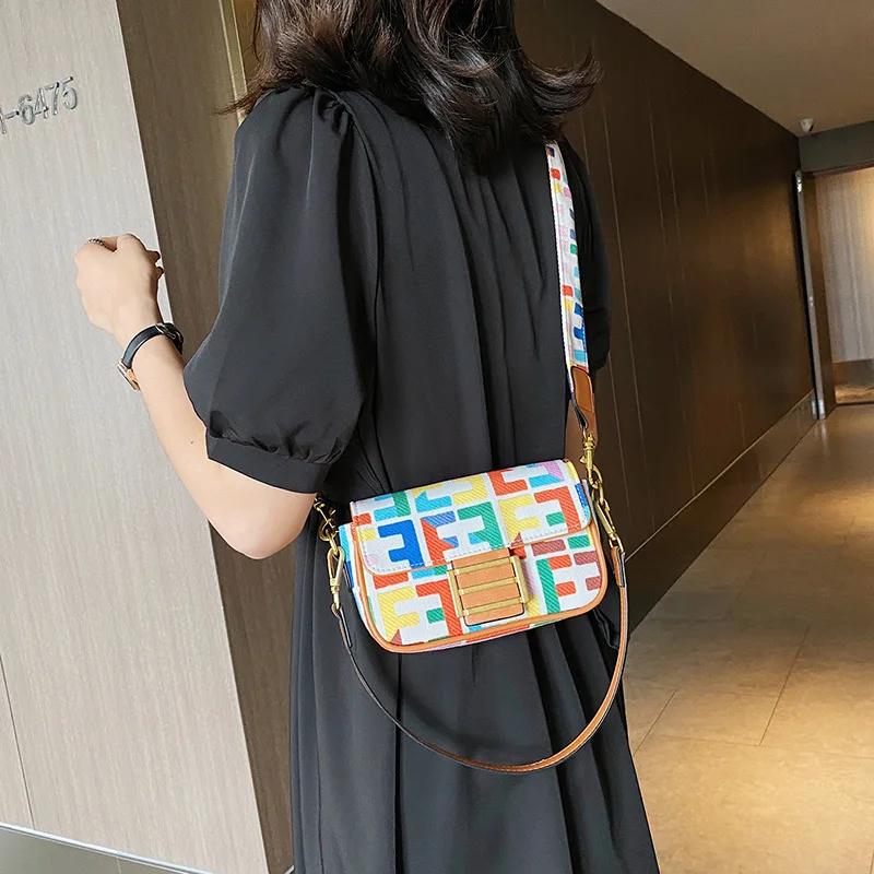 

Coffee Luxury Baguette Bags Designer Printing Canvas/PU Crossbody/Shoulder Bags Flap Women's Bags