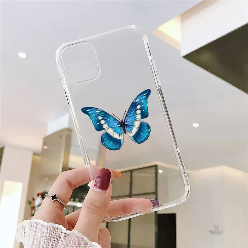 

Beautiful butterfly Phone Case Transparent Clear for iPhone 11 12 mini pro XS MAX 8 7 6 6S Plus X 5S SE XR 2020