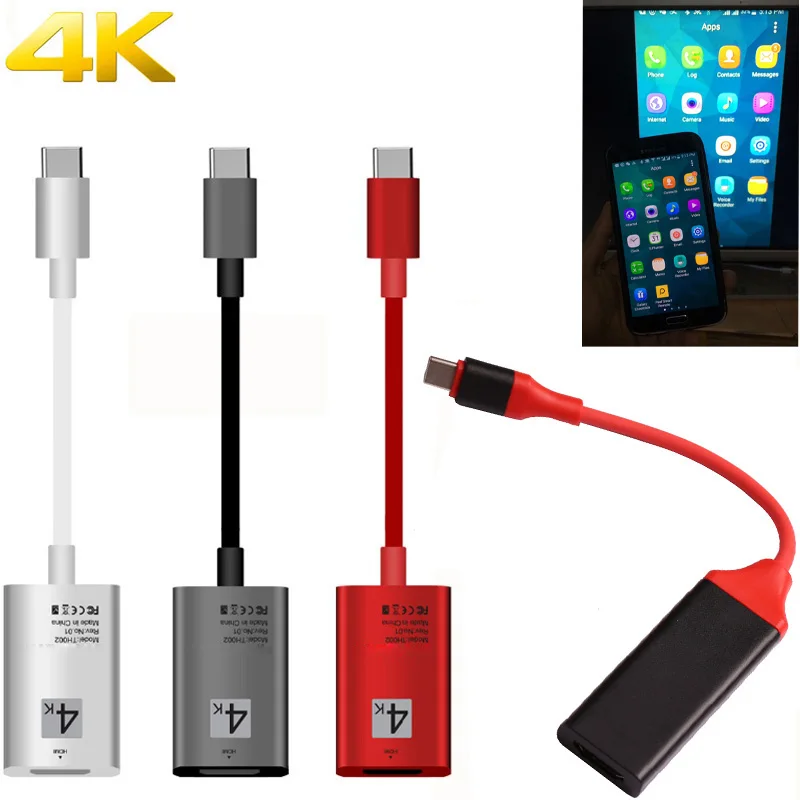 4K USB C Type кабель переходник к телевизору HDTV конвертер для Macbook Samsung Galaxy S20 S9 S10 + Note20 10