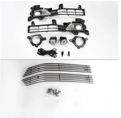 Fog Lamp with grille Дизайн светодиодный Передняя противотуманная фара решетка насекомых для Toyota Land Cruiser 200 FJ200 LC200 аксессуары - Цвет: Fog Lamp with grille