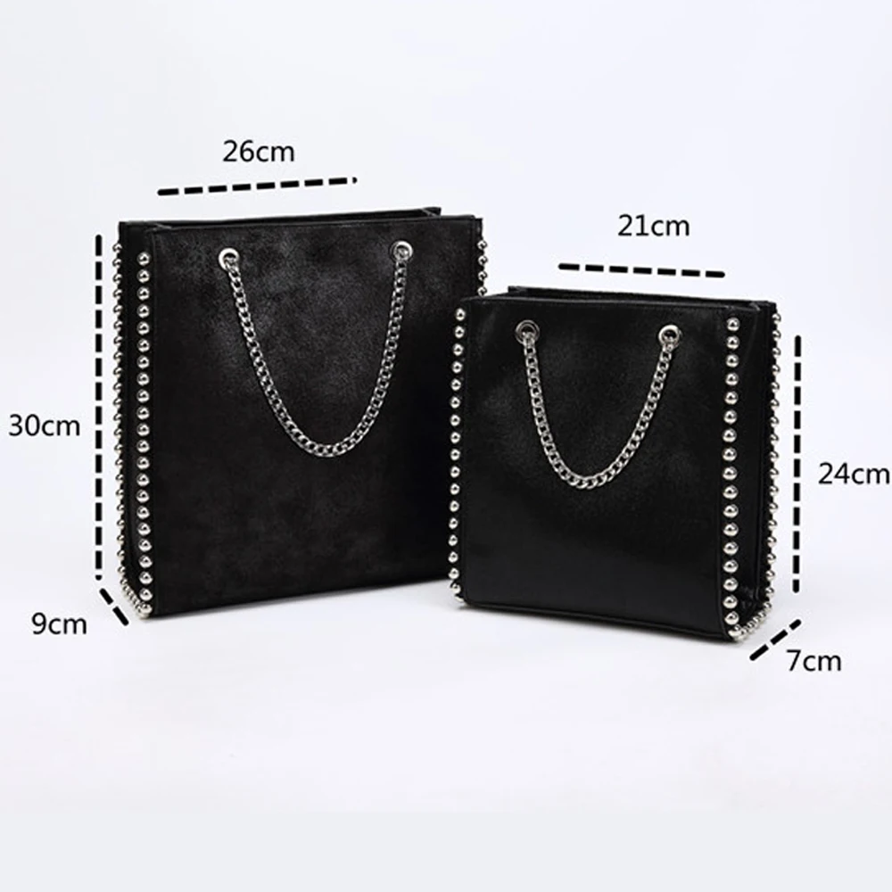 

Retro Large Capacity Tote Bag Women Fashion Chain Rivet Shoulder Bags Ptgirl PU Leather Rivet Crossbody Bags for Girl Women Sac