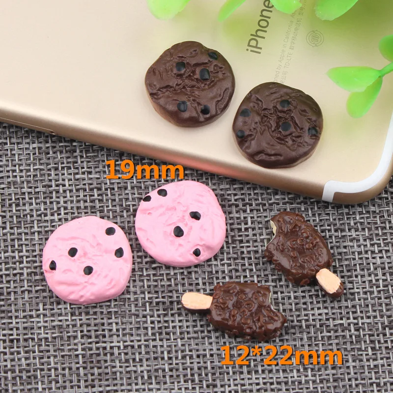 

Cute Resin Cabochon Accessories 40pcs Ice Cream Biscuit Shape Flatback Plastic Ornament Accessories Necklace Earring Charms DIY