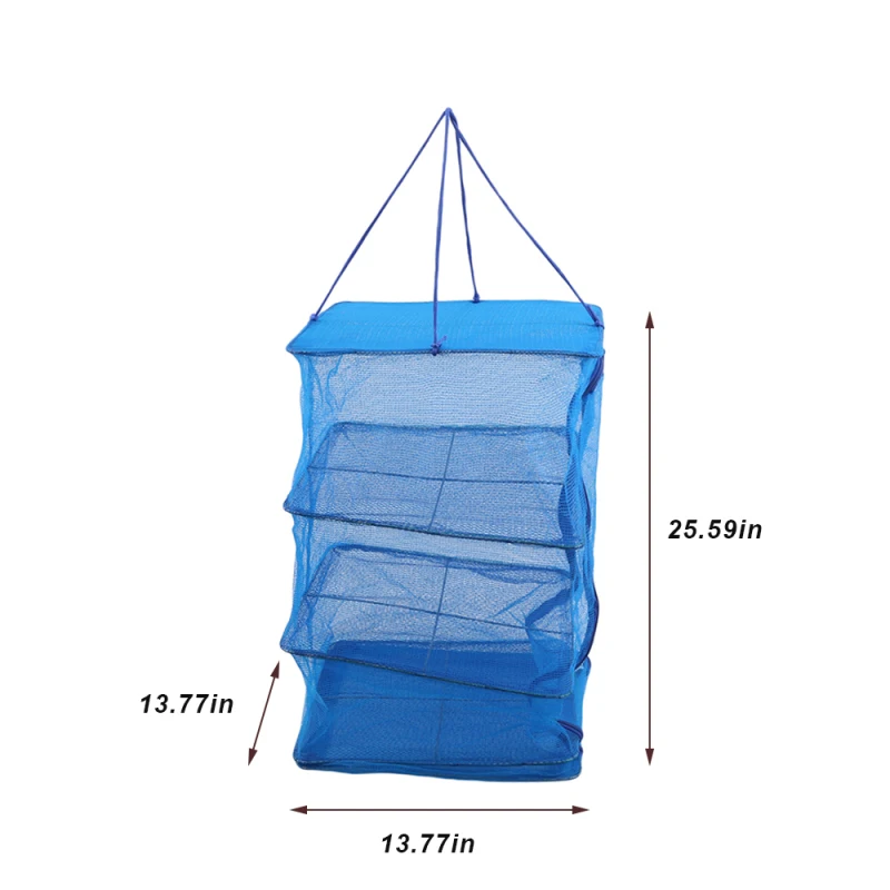 

4 Layers Drying Fishing Net Foldable Rack Folding Mesh Hanging Vegetable Fish Dishes Dryer Hanger Dry Food Fish Storage Net