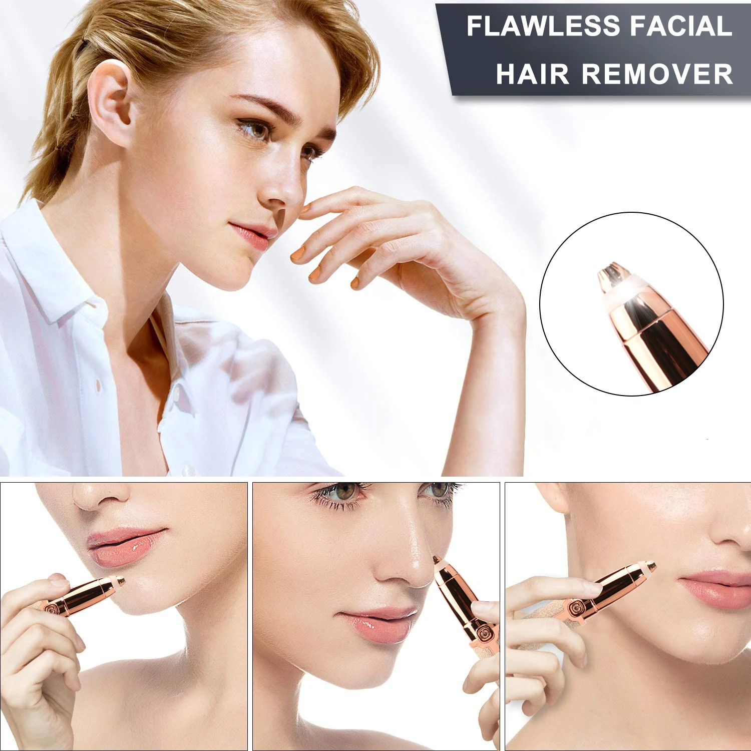 

Eyebrow Trimmer Pen Makeup Facial Epilator Painless Portable Women's Shaver Electric Razor Body Hair Removal for Women