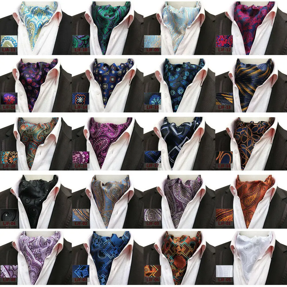 Мужской деловой ГАЛСТУК Цветочный Пейсли Аскот шарф галстуки Свадебная