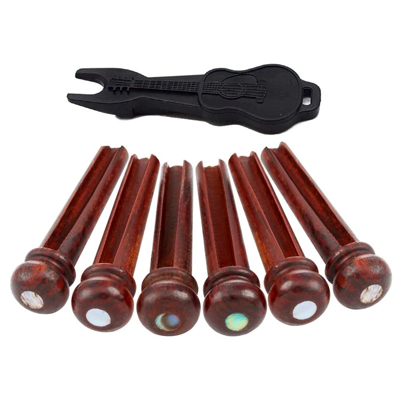 

Guitar Bridge Pins Acoustic Guitar Pegs Cocobolo Bridge Pins Inlaid 3mm Abalone Dot with Guitar Pins Puller and DIY