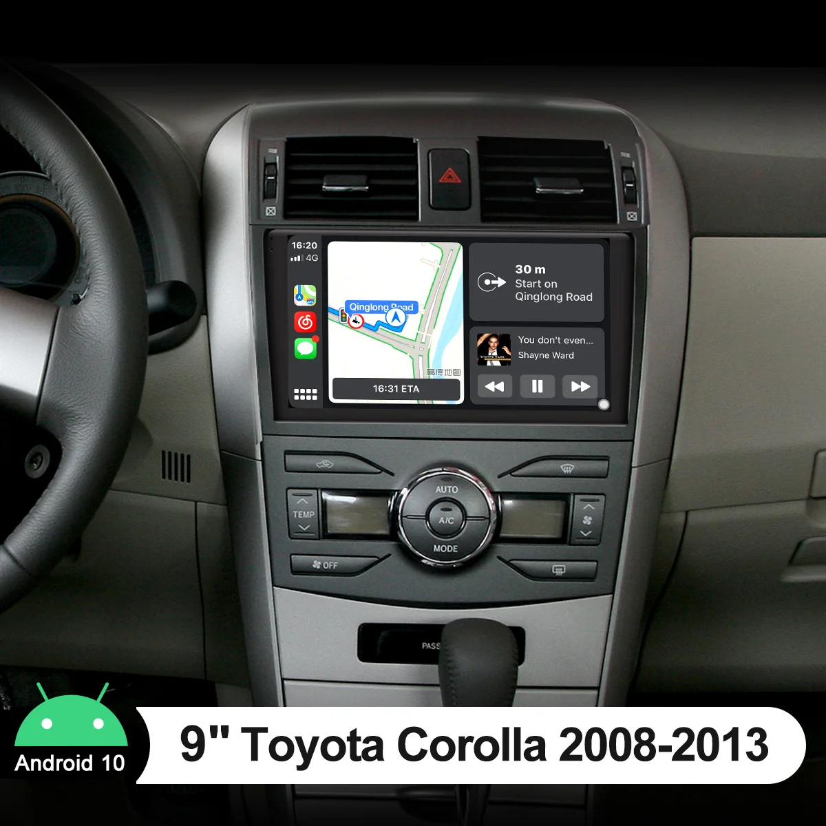 

9 Inch Android 10.0 Touch Screen Radio For The Car With Carplay 1280*720 IPS With DSP Radio Stereo For Toyota Corolla 2008-2013