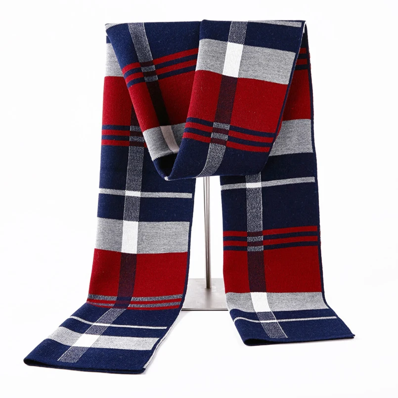 Новинка 2021 мужской шарф зимний клетчатый шерстяной кашемировый вязаный деловой
