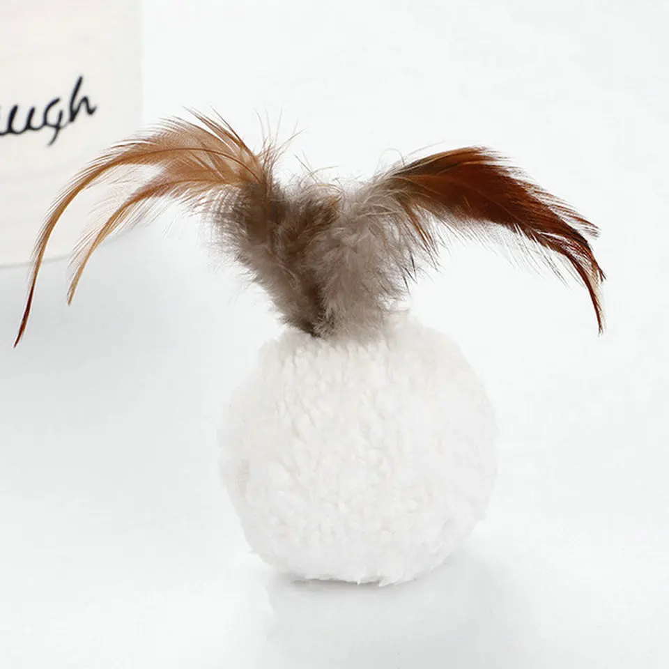Cat Toy Soft Feather Natural Catnip Ball Toy Menthol Flavor Kitten Treat Cats Playing Chasing Cleaning Teeth Toy Pet Supplies