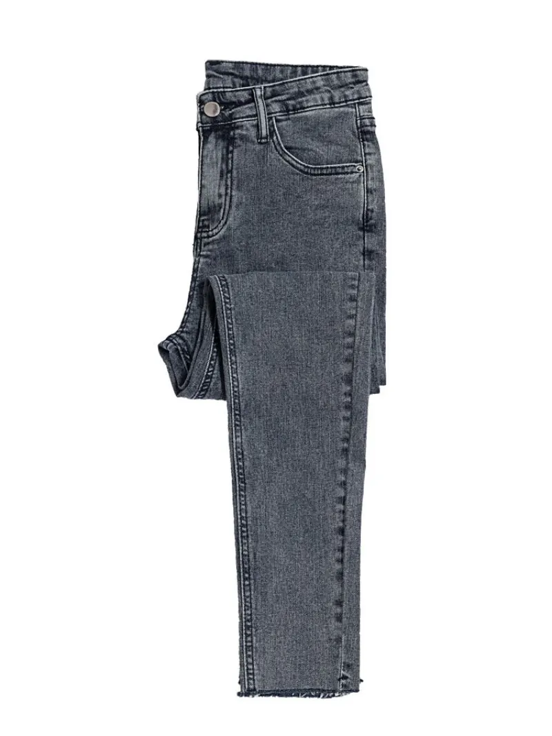 Высокоэластичные обтягивающие джинсы женские серые черные сплошная шикарная