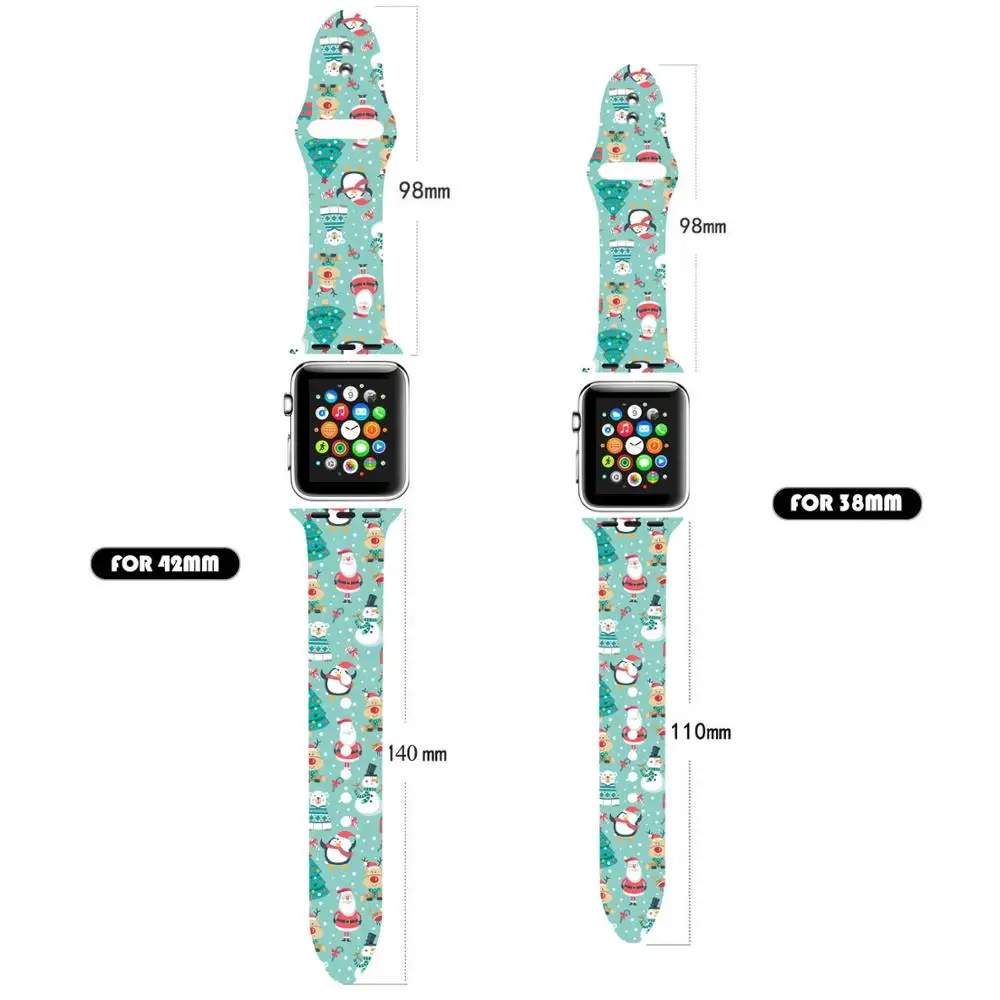 Ремешок с рождественским принтом для Apple Watch серии 5 4 3 2 1 спортивный ремешок 38 мм 40