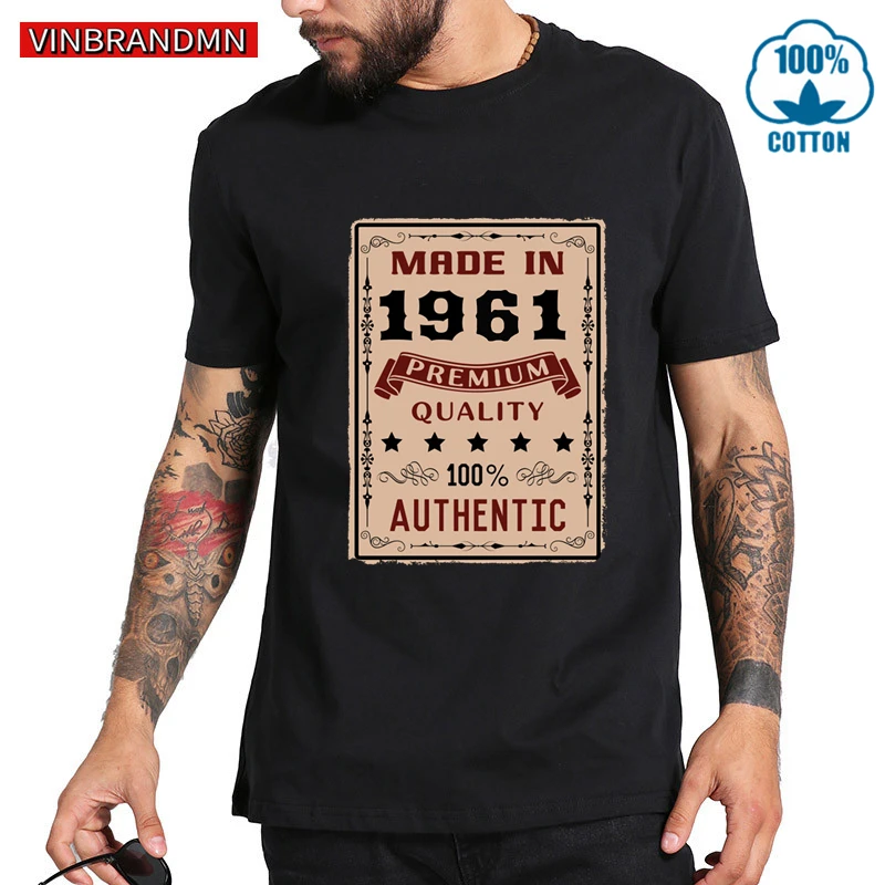 Винтажная Футболка 1961 топы на День отца забавная футболка для рождения в году Hello