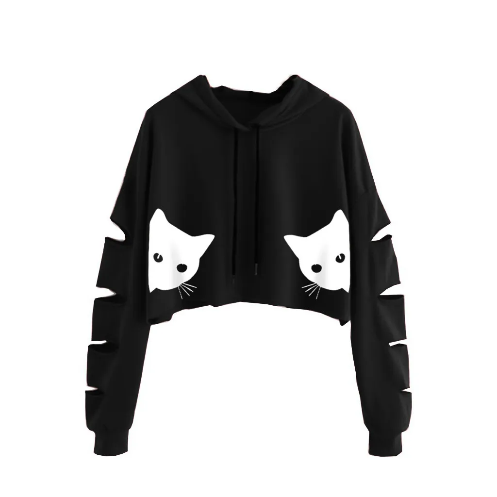 FREE OSTRICH sweater Women Cat Print Long Sleeve Solid Short Paragraph Popular Autumn Winter Sweater Invierno 2019 | Женская одежда