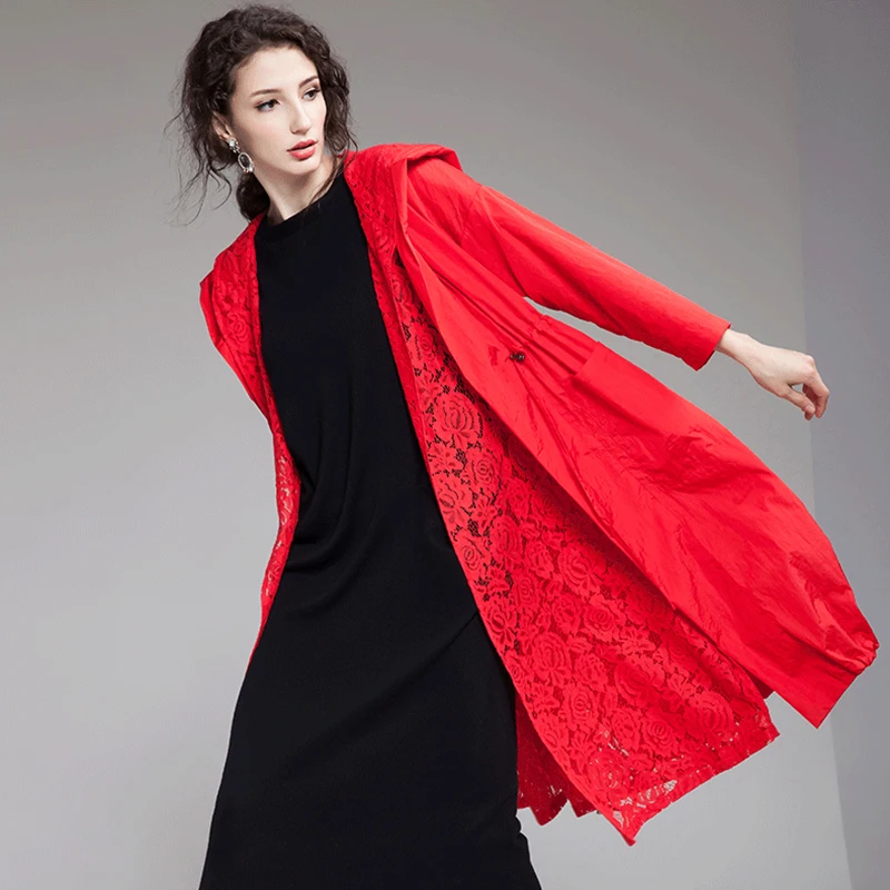 Размера плюс длинное пальто женская осенняя ветровка в стиле Харадзюку