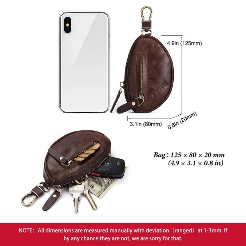 

Small Portable Key Purse Case Wallet Bag Vintage Genuine Leather Keychain Cover