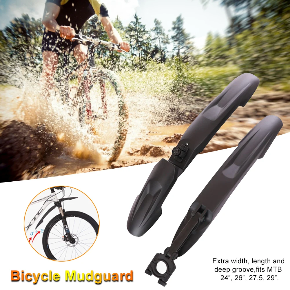 

Bicycle Mudguard 24 26 27.5 29 inch Mud Wings Front/Rear Mud Guards Handy Mount Extra Length Width Deep Groove MTB Mudguard