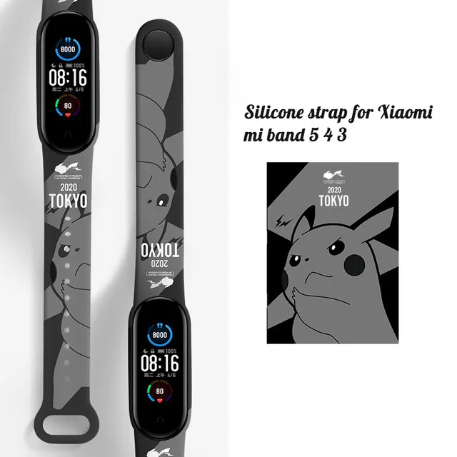 Ремешок Takara Tomy с принтом покемона Пикачу для Xiaomi Mi Band 4 5 сменный силиконовый