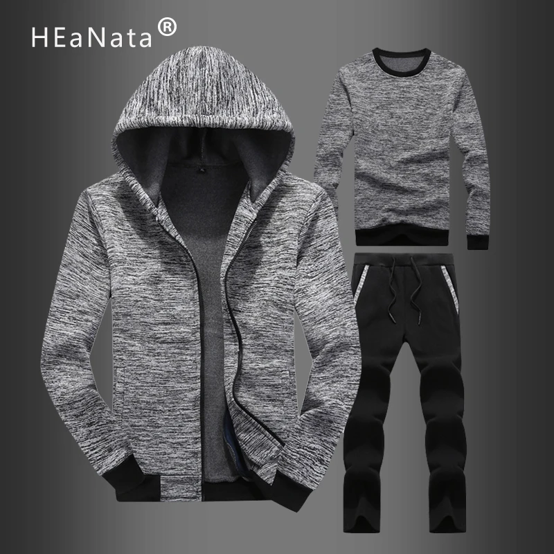 Комплект из 3 предметов с капюшоном мужские спортивные костюмы мужской зимний