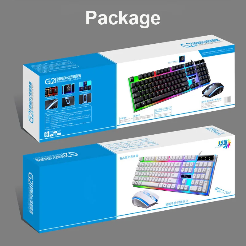 

Erilles Wired Gaming Mechanical Feel Backlight Keyboard Mouse combo USB Mice Flexible Polychromatic LED Lights Computer Gamer