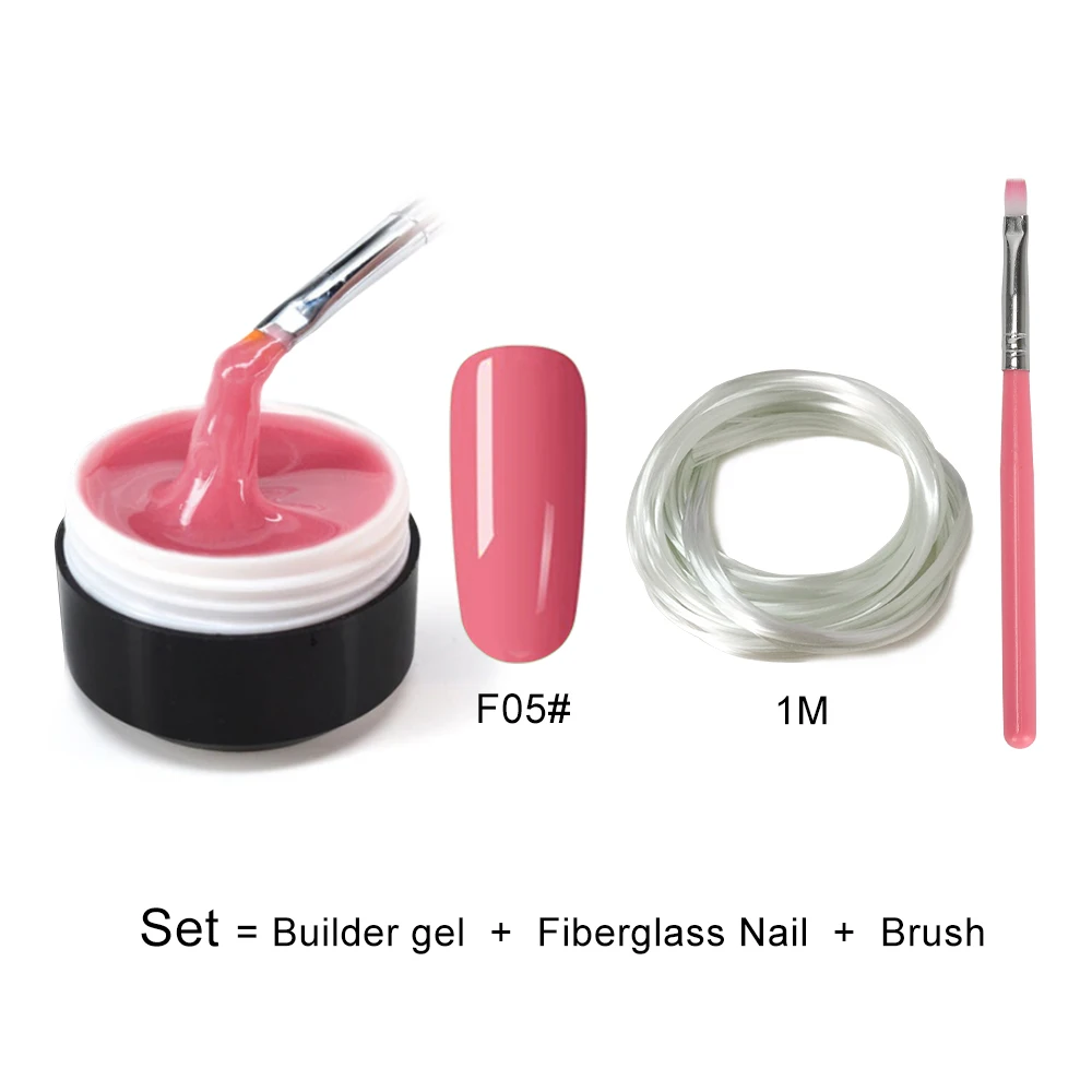 builder gel kit-F05 Полигель набор быстрое строительство кристалл ногтей Удлинительный УФ-гель лак полигель прозрачный розовый гель комплект лаков замочить от 15 мл - Цвет: builder gel kit-F05