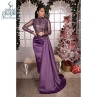 Женское вечернее платье-Русалка Pretty, фиолетовое длинное платье с высоким воротником, расшитое бисером, с бахромой, для выпускного вечера
