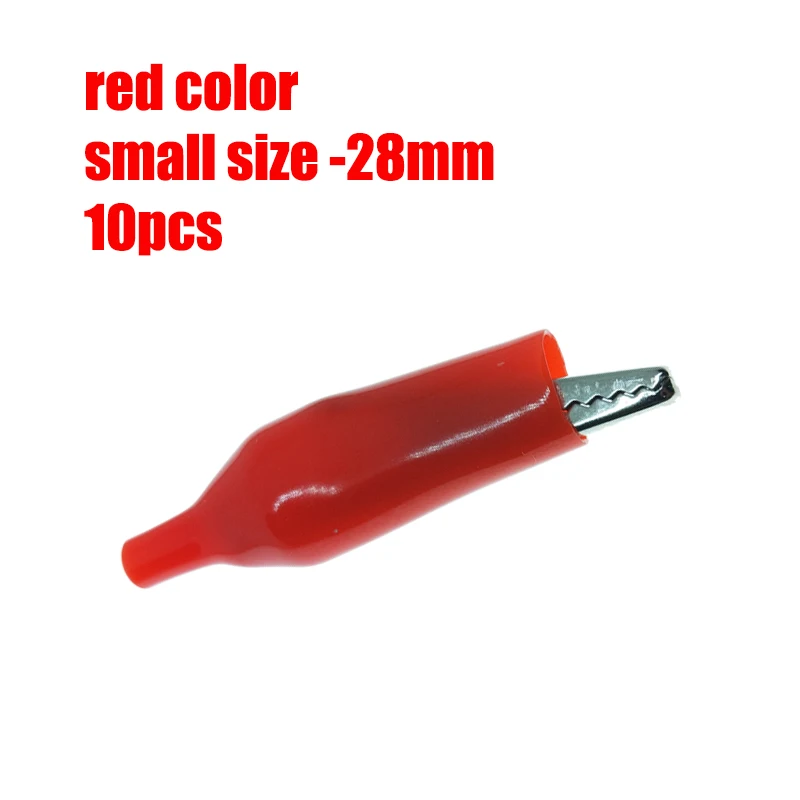 10pcs-28mm-red 28 мм металлический зажим типа крокодил G98 Электрический зажим типа крокодил 35 мм 45 мм Зонд Пробник красный и черный ремень пластиковый стартер автомобильный аккумулятор - Цвет: 10pcs-28mm-red
