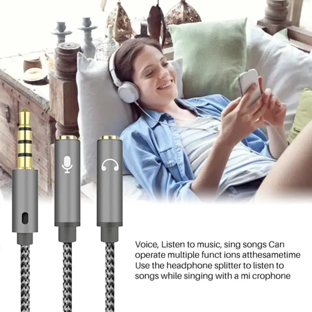 

1Pcs 3.5mm Audio Splitter Cable AUX Cable 3.5mm Jack Mic Adapter Splitter Stereo Headset 2 Y Male Female To Cable Supplies R9R6