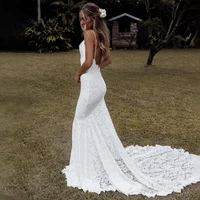 berylove white mermaid backless wedding dress lace applique sweetheart bridal dress long embroidered fish tail vestido novia