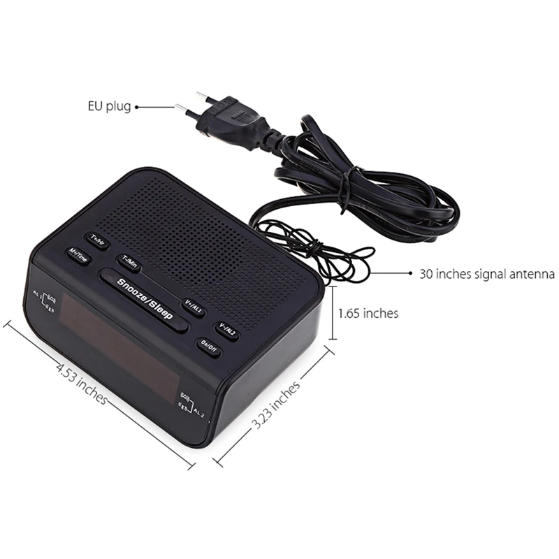 Современный Дизайн Будильник fm-радио с двойным будильником функция повтора сна