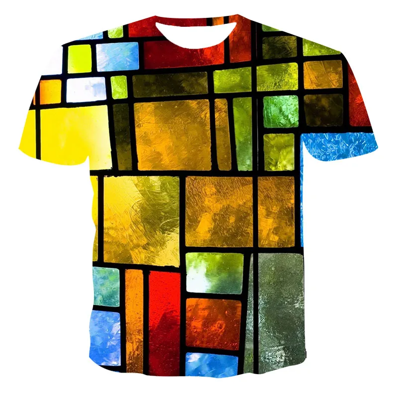 

2021 New Summer 3DPring T-Shirt【Colorful Palace】Men's Short Sleeve Casual Cool Fashion Large Size Tops Tee 110-6XL Customizable