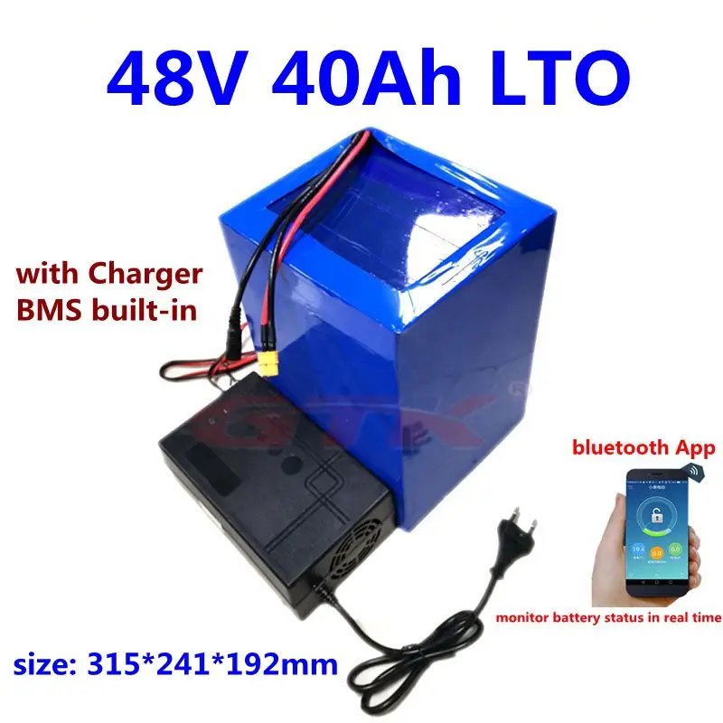 Аккумулятор литий титанатный GTK LTO 20000 циклов 48 В 40 Ач с приложением Bluetooth для