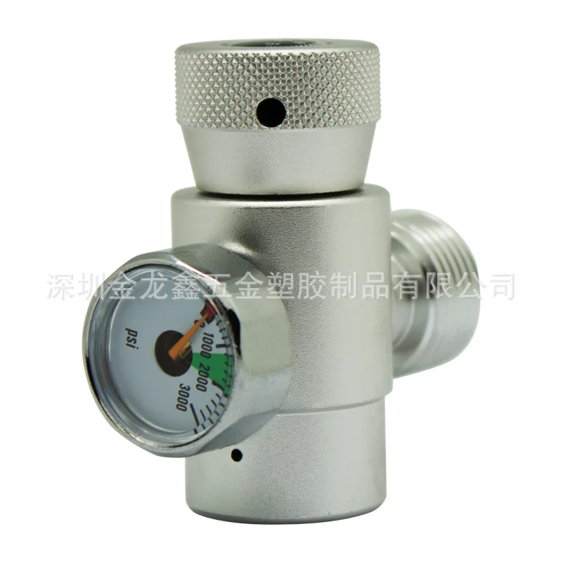 

New soda machine small steel bottle quick connector, external W21.8-14 inflation connector with 3000psi pressure gauge
