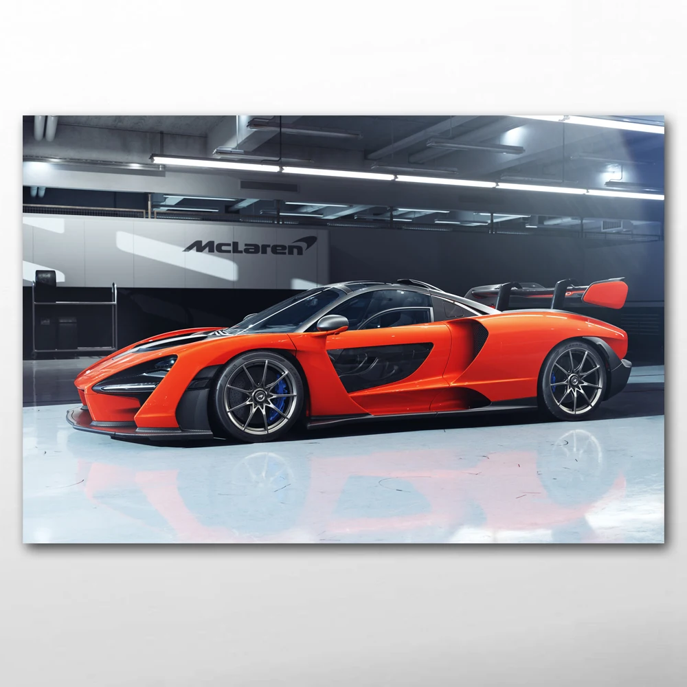 Плакаты и принты McLaren Senna красная автомобиль спортивный суперкар обои холст