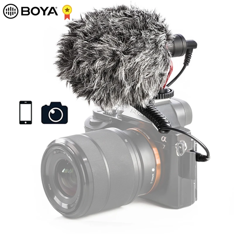 BOYA BY MM1 конденсаторный микрофон для видеозаписи видеокамера iPhone Samsung Canon DSLR Zhiyun