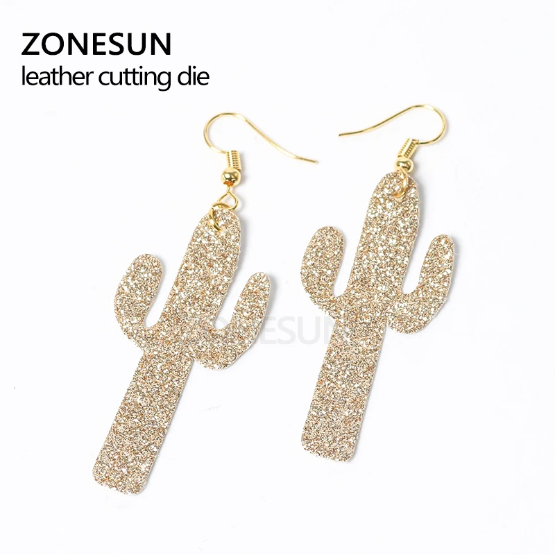 ZONESUN Сделай Сам резак для резки кожаных сережек высечка из кактуса шаблон