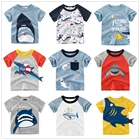 От 1 до 9 лет, детская одежда для мальчиков 100% хлопковые футболки с короткими рукавами с мультипликационным принтом Акула футболки для мальчиков; Летняя одежда для детей, Для детей, на лето верхняя одежда