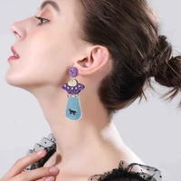 women carttoon earrings ufo pandent earrings charm hip hop girls gift cute stud acrylic jewelry evening party earring